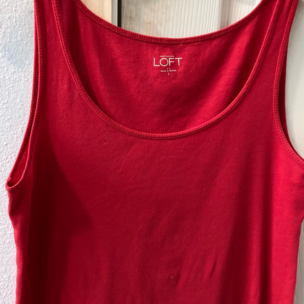 Loft red cotton tank top, size S